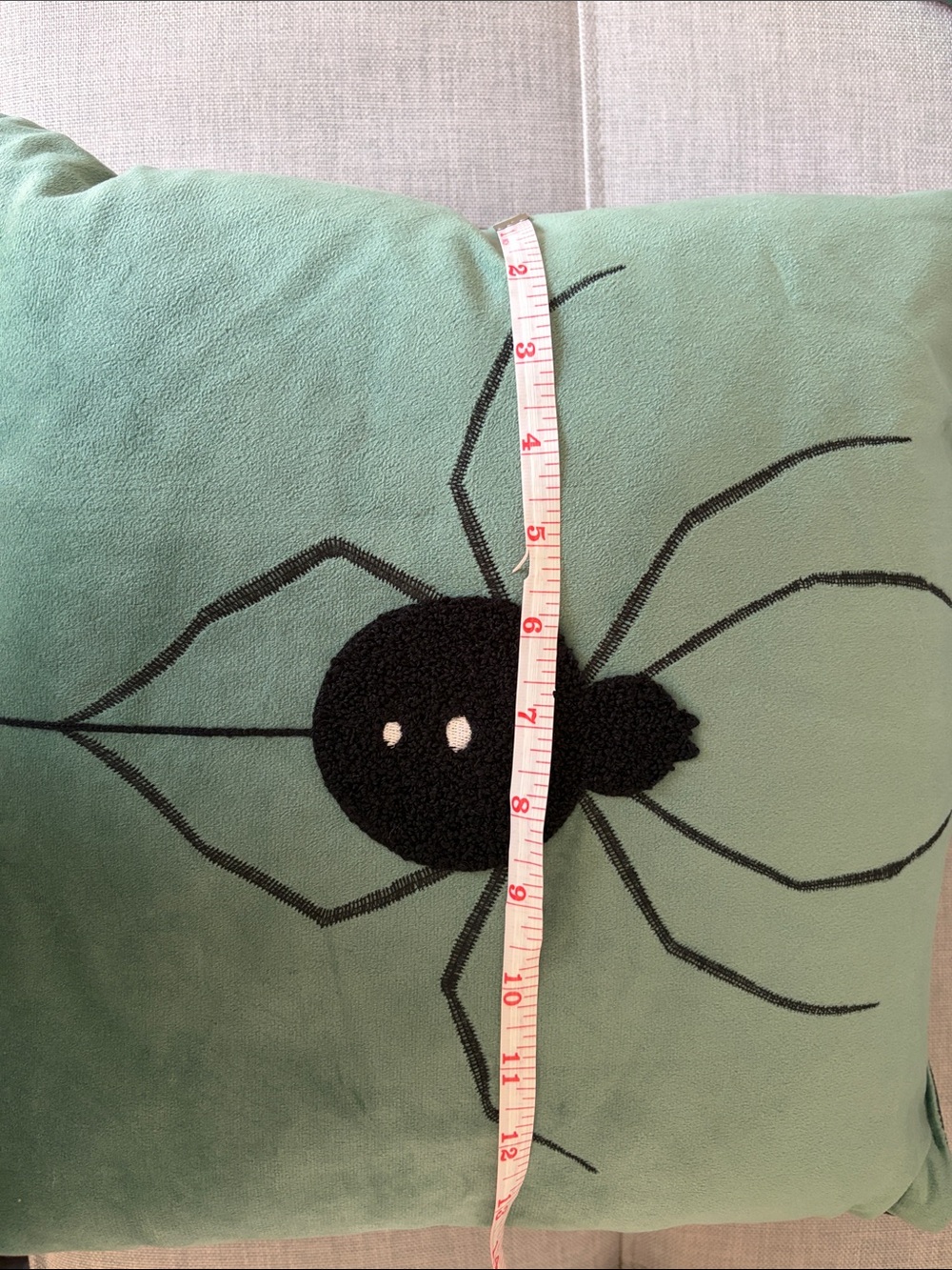 Holiday Spider Decorative Throw Pillow in Mint Green reversible